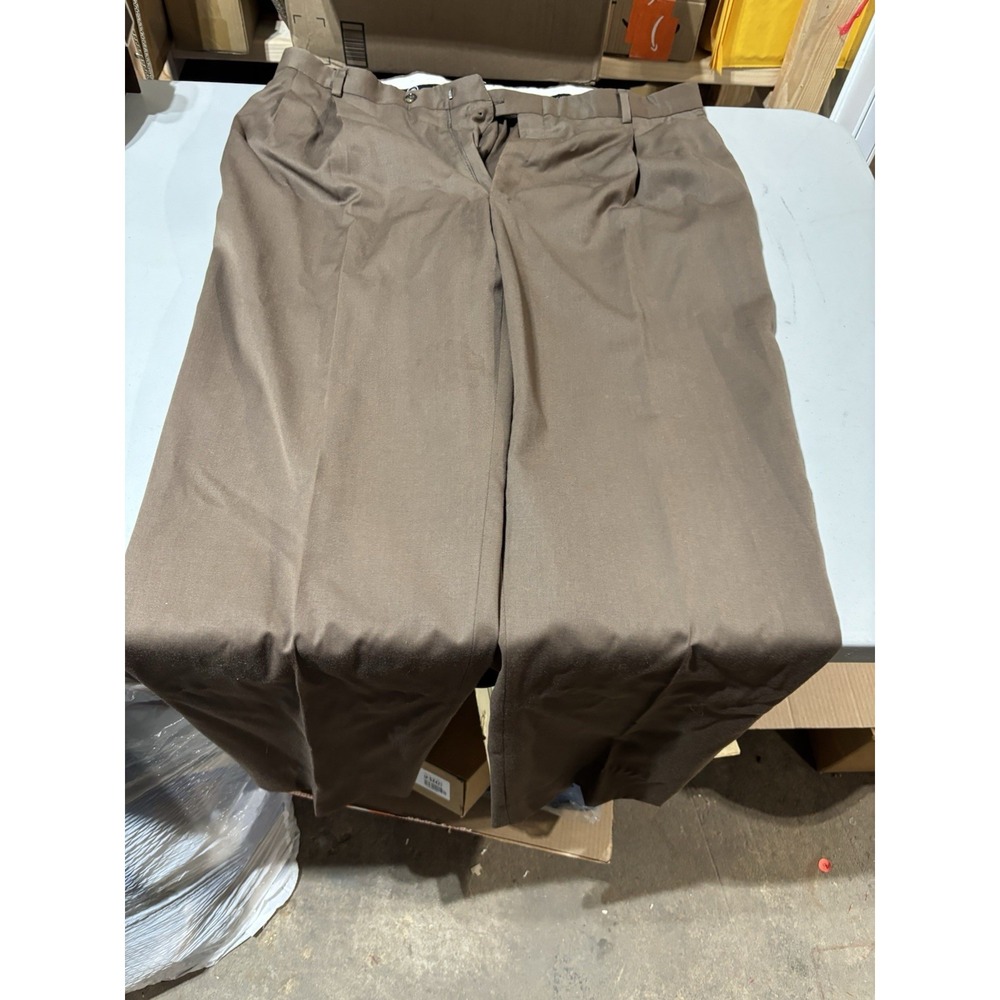 Gold Hart Schaffner Marx Pants 42x30 Brown Suit Slacks Dress Business Pleated